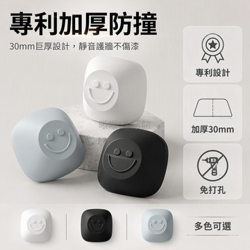 台灣出貨✨ 門後防撞器 牆面防撞貼 智能鎖防撞器 指紋鎖防撞墊 外開門保護條 加厚門後防撞貼 黑灰白笑臉款