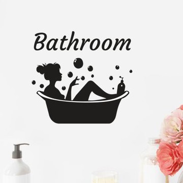 【MR.ZAKKA】創意壁貼-標示系列 英文浴室美女泡澡標誌 居家布置 DIY可移式壁貼 無痕壁貼 牆貼