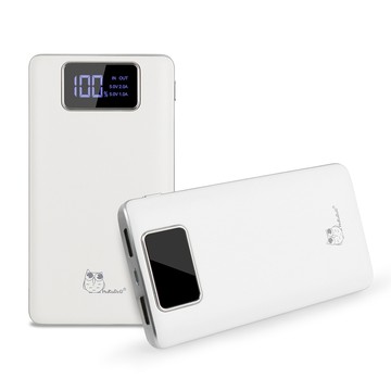 10000mAh up 貓頭鷹 18000++ LED數位冷光面板 輕薄行動電源-白色