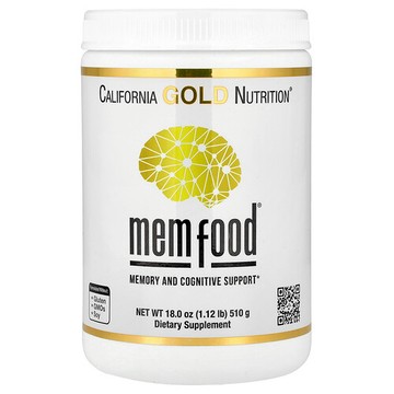 California Gold Nutrition, MEM Food®，記憶與認知幫助，含 MEM 混合物、L-絲氨酸、有機猴頭菇和藍莓果汁粉，1.12 磅（510 克）