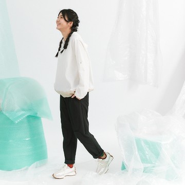 【Dailo】膝蓋圓造型經彈刷毛鉛筆長褲 藍 黑 綠