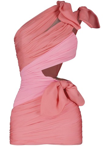 Giambattista Valli - bow-embellished asymmetric minidress - women - Silk - 38 - Pink