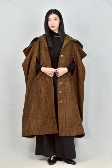 (L) loewe棕色披肩大衣外套