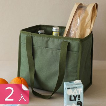 【荷生活】多用途大容量保溫保冷手提便當袋 立體方形多層網袋便攜保溫袋-2入組