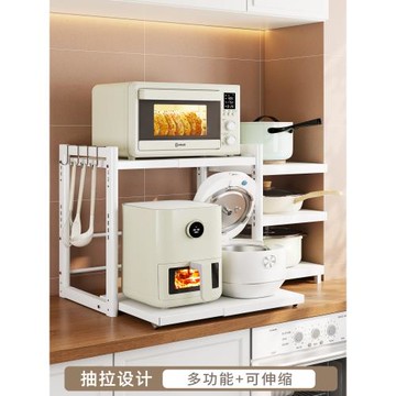 廚房鍋架置物架臺面家用雙層電飯煲空氣炸鍋架子微波爐鍋具收納架