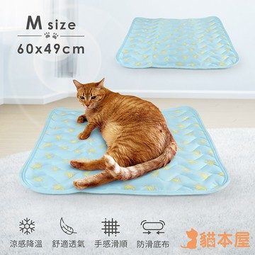 貓本屋 涼感降溫冰絲寵物涼墊-M號-OO-P-SN05M-B-藍色香蕉