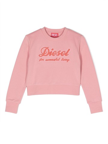 Diesel Kids - logo-embossed cotton sweatshirt - kids - Cotton - 12 yrs - Pink