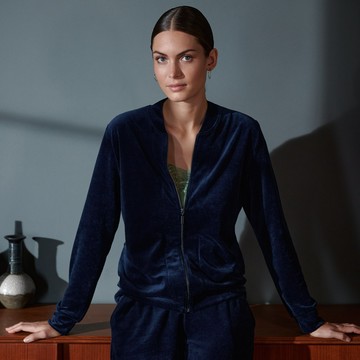 【HANRO】Favourites 天鵝絨外套 XS-M (海軍藍)