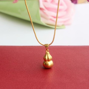 天鵝黃金吊墜實心葫蘆墜子蛇骨項鏈大人小孩禮物狐貍個性百搭
