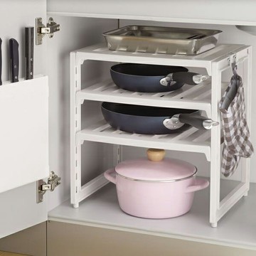 進口廚房鍋架水槽下置物架下水管架櫥柜雙層收納整理架