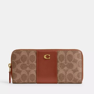 COACH 經典C logo印花拉鍊長夾 防刮老花PVC塗層帆布 長夾 皮夾 CS031 棕褐色(現貨)▶指定Outlet商品5折起☆現貨【送禮首選★APP下單點數4倍送】