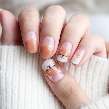 【Lunacaca凝膠指甲貼】C00956 柴犬の足跡 無負擔感|易用|不傷甲