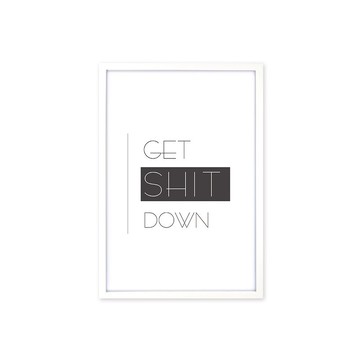 北歐風裝飾畫相框 Get Shit Down 經典款 白色框 63x43cm 室設