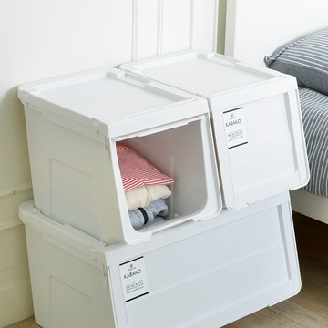 日本 天馬 河馬口MONO純白系前掀滑蓋收納箱 寬30CM 3入