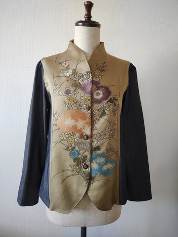 腰帶花卉圖紋 × 丹寧 外套