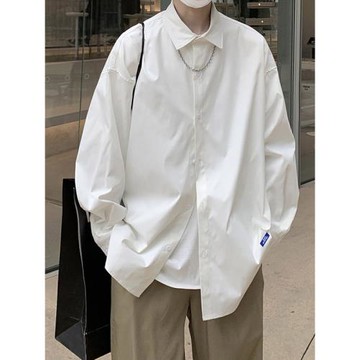 秋冬純色襯衫男長袖港風日系寬松內搭白色襯衣休閑寸衫外套ins潮