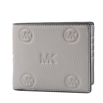 MICHAEL KORS 男款 Cooper 壓印LOGO荔枝紋八卡短夾附證件夾-灰色