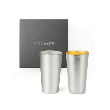 能作NOUSAKU 經典純錫杯對杯(純錫・金箔)禮盒組