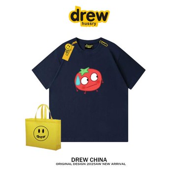 drew美式潮牌卡通番茄趣味印花短袖t恤男女休閑寬松bf情侶半袖tee