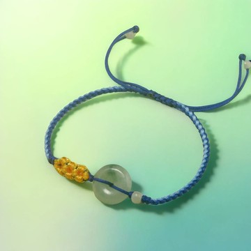 【願‧平安】冰種飄花平安扣編織手鍊 | 天然緬甸A貨翡翠 | 送禮