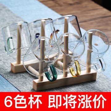 玻璃小茶杯耐高溫功夫茶杯茶具套裝透明單杯主人杯小號帶把品茗杯