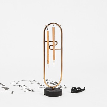 御寶閣行云方形置物筆架6針筆掛毛筆架紫光檀黃銅鐵合金新中式創意成人書法展示架文房四寶書房擺件展示架