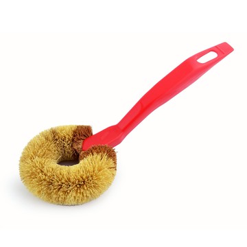 台灣製 龍族附柄棕刷 (手柄顏色隨機) 鍋刷 洗鍋子 刷鍋子 刷鐵鍋 刷砧板