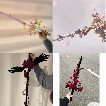 ✨店長推薦✨【桃花劍合集】扭扭棒桃花劍紫羅蘭劍手工編織春日幸運四葉草寶劍