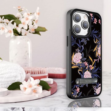 iPhone 15 14系列軍規防摔鋁合金鏡頭框立架手機殼-花語-麝香石竹