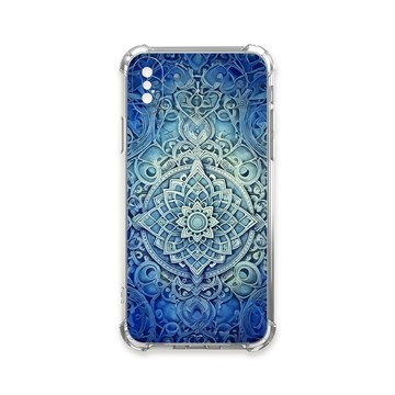 iPhone X 殼 TRON IPhone X/XS 藍色漸層印度Henna幸運祝福圖騰 四角防摔殼 手機殼