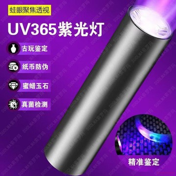 桃園出貨✨紫光手電筒365紫外線燈可充電伍德氏貓蘚燈玉石熒光劑檢測驗鈔燈