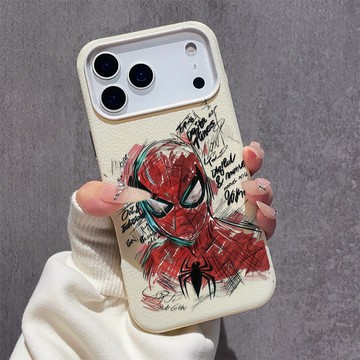 素描蜘蛛俠 適用iPhone17promax手機殼 蘋果16柔軟親膚15plus大孔14皮紋13軟殼12/11保護殼