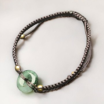 冰綠翡翠平安扣編織手鍊 | 天然緬甸玉翡翠A貨 | 送禮