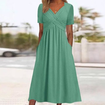 2025亞馬遜 跨境夏季新款短袖連衣裙歐美女裝女裝個性連衣裙