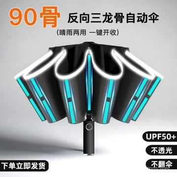 🔥臺灣出貨🔥黑膠自動傘 晴雨兩用防曬防紫外綫遮陽傘 全自動雨傘 自動折疊傘 折疊太陽傘 反嚮自動傘 反嚮傘 反折傘 遮陽