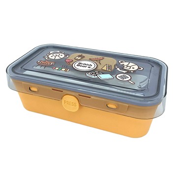 英國熊 按壓日式便當盒  透明色 + 橘色  英國熊 透明色 + 橘色  1個