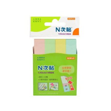 【N次貼】61417 指示型可再貼標籤紙 76x14mm 四色粉彩 400張/4條/袋