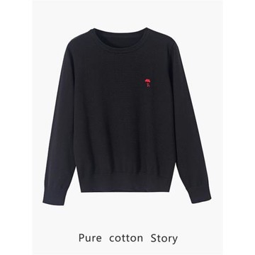 柜貨！100%長絨棉 14針精紡 薄毛衣女士針織衫圓領打底衫 春秋季