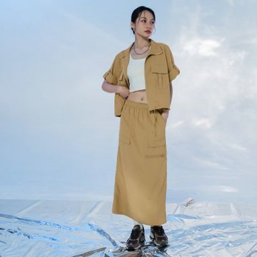 OB嚴選中大尺碼-涼感抗UV後開衩冰河系防曬長裙《CA3231》