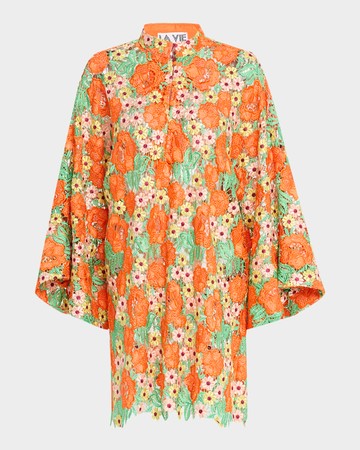 Floral Lace Mini Shift Caftan