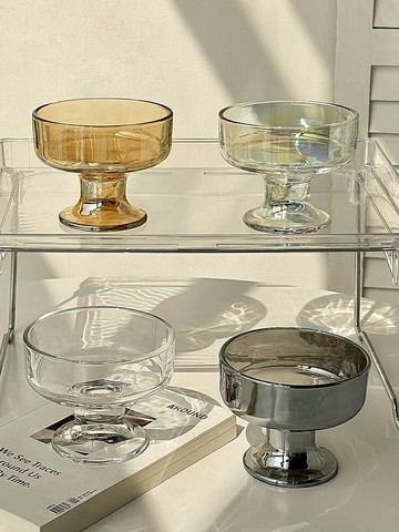 ins風甜品碗高顏值玻璃高腳杯家用冰淇淋雪糕布丁水果碗酸奶杯子