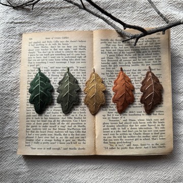 手工刺繡 橡葉造型髮夾/BB夾