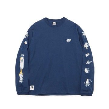 CHUMS 男 Space Adventure Brushed L/S T-Shirt長袖T恤 深藍色-CH012454N001