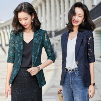 夏 ジャケット レディース レース テーラードジャケット オシャレ キレイめ サマージャケット 7分袖 ジャケット ネイビー 紺色 薄手 通販 Lineポイント最大get Lineショッピング