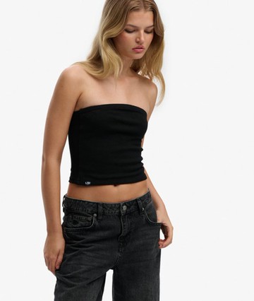 Superdry Women's Athletic Essentials Jersey Bandeau Top Black Size: 6