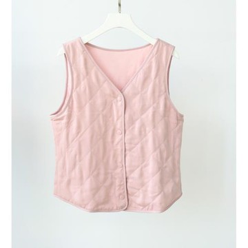 秋冬100%桑蠶絲內膽保暖女士背心馬甲內搭可外穿v領上衣大碼