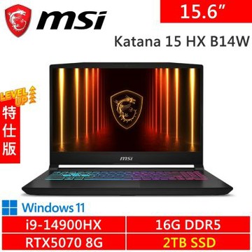 MSI微星 Katana 15 HX B14WGK-1017TW-SP2 15.6吋 黑(i9-14900HX/16G DDR5/2TB PCIE/RTX5070 8G/W11)特仕版