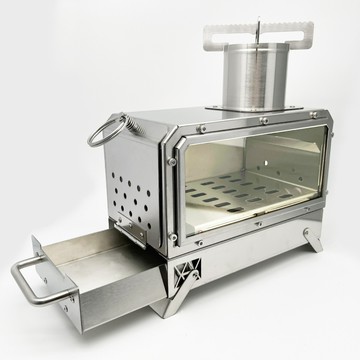 限時爆款！廠家跨境野營露營戶外不銹鋼桌面帶烤箱玻璃觀火爐取暖爐柴火爐