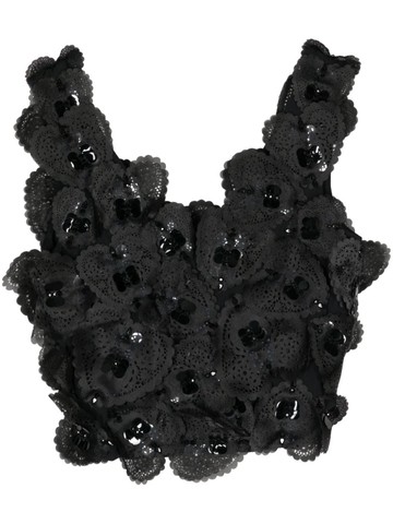 Cynthia Rowley - heart-appliquéd cropped top - women - Nylon/Lycra - S - Black
