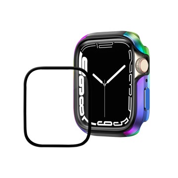Apple Watch 錶殼 Apple Watch Series 8/7(41mm)鋁合金保護殼(極光彩)+3D抗衝擊保護貼(合購價)